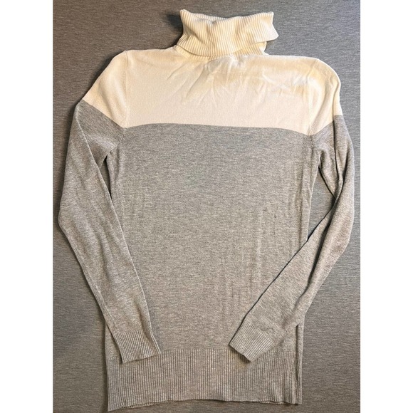 Ann Taylor Womens Sweater Size Small White and Gray Turtleneck long sleeve EUC - Picture 3 of 8